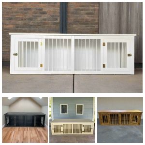 Handcrafted White Wood Crate for Two Dogs - Stylish, Comfortable
