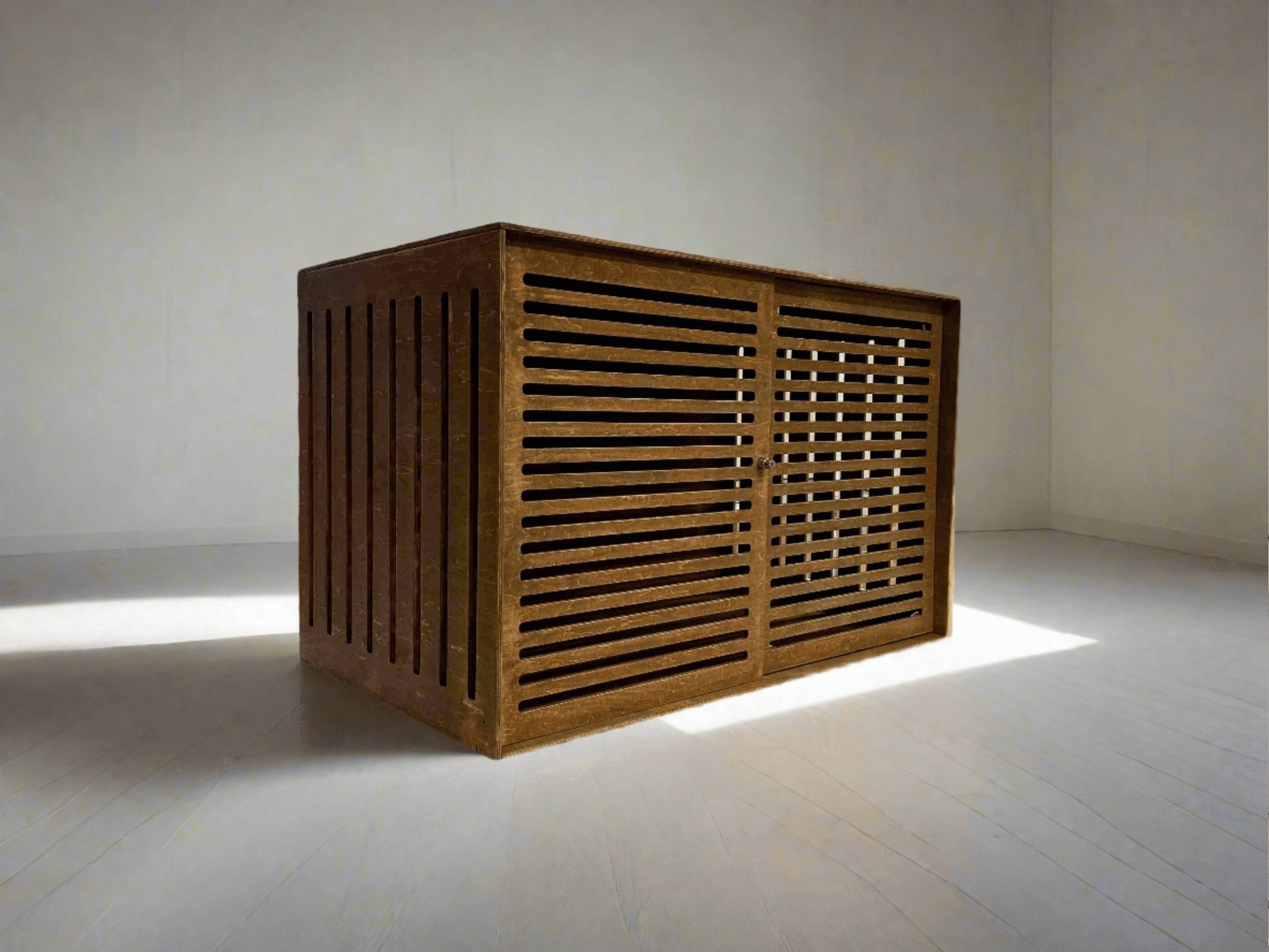 Vibrant and Comfortable Dog Safe House - Modern Brown Cage with Sliding Door - Image 3