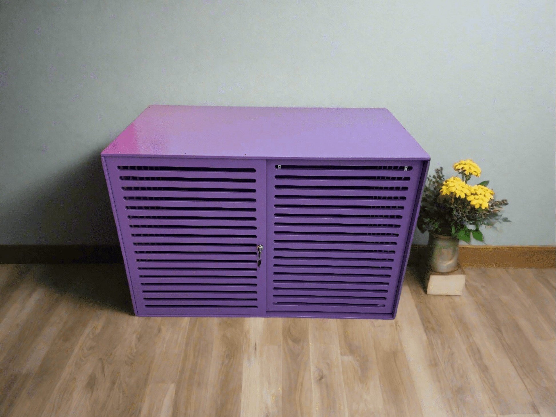 Violet Comfortable Dog Safe House - Modern Brown Cage with Sliding Door - Image 4