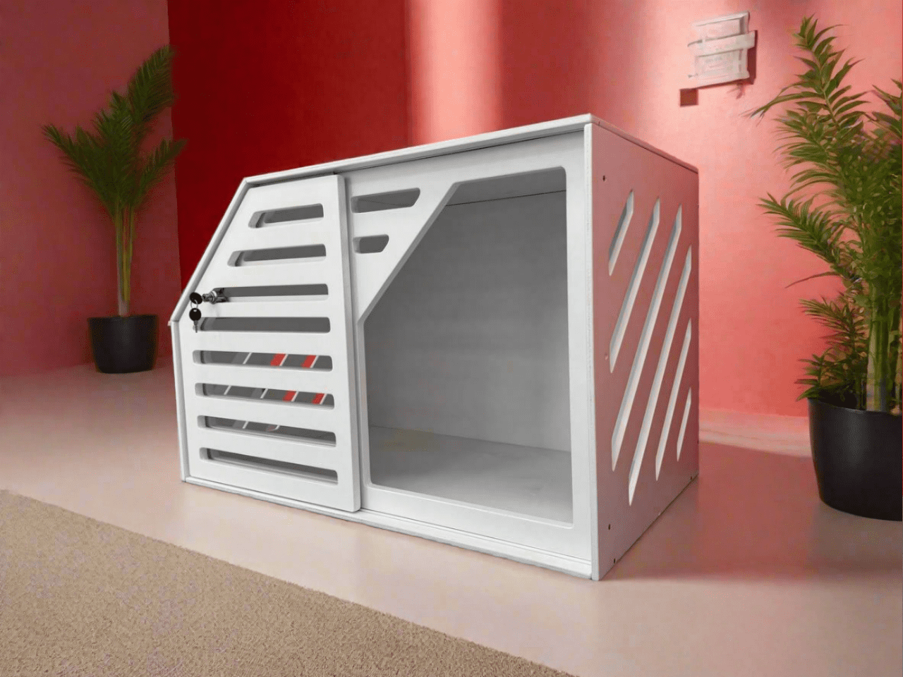 White Dog Crate Furniture - Elegant and Functional Pet Storage Solution - Image 4