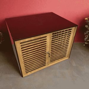 Cozy Home for Your Pup - Modern Black+Brown Dog Cage with Safe Sliding Door