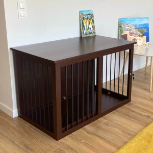 Modern dog crate furniture Moxie Brown+Black