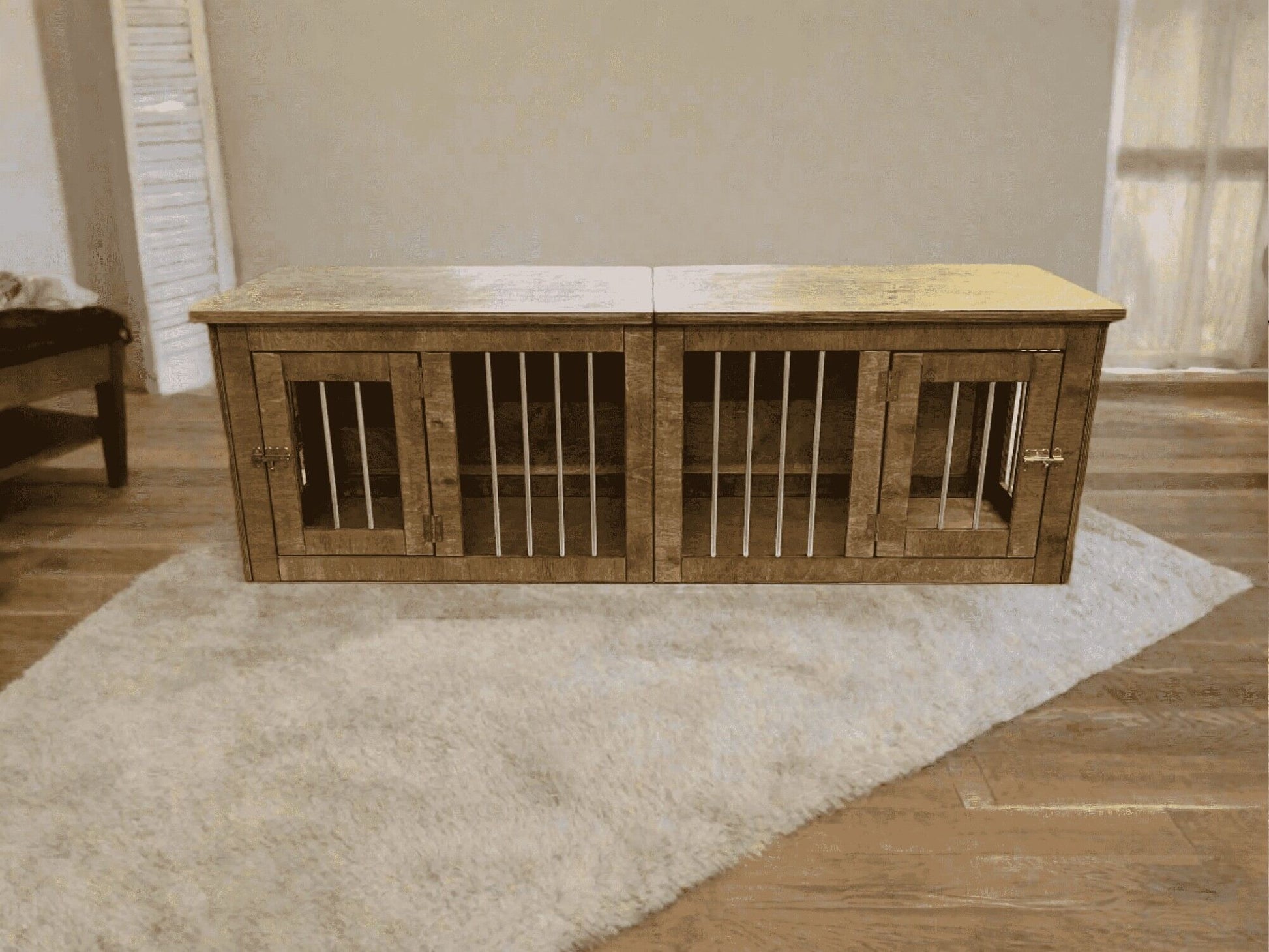 Two-in-One Durable Crate: Beige and Comfortable Housing for Dual Dogs - Image 12