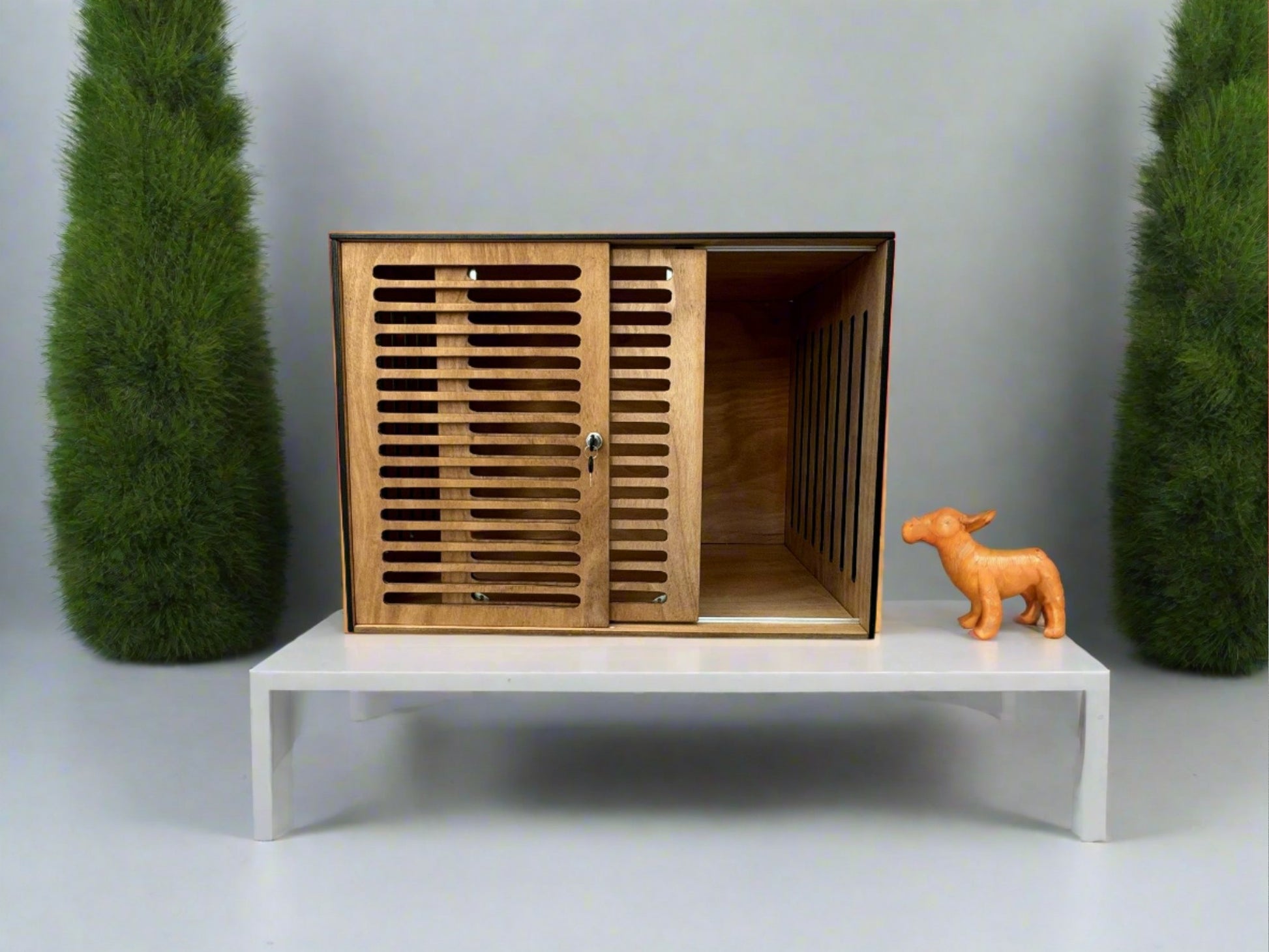 Cozy Home for Your Pup - Modern Black+Brown Dog Cage with Safe Sliding Door - Image 4