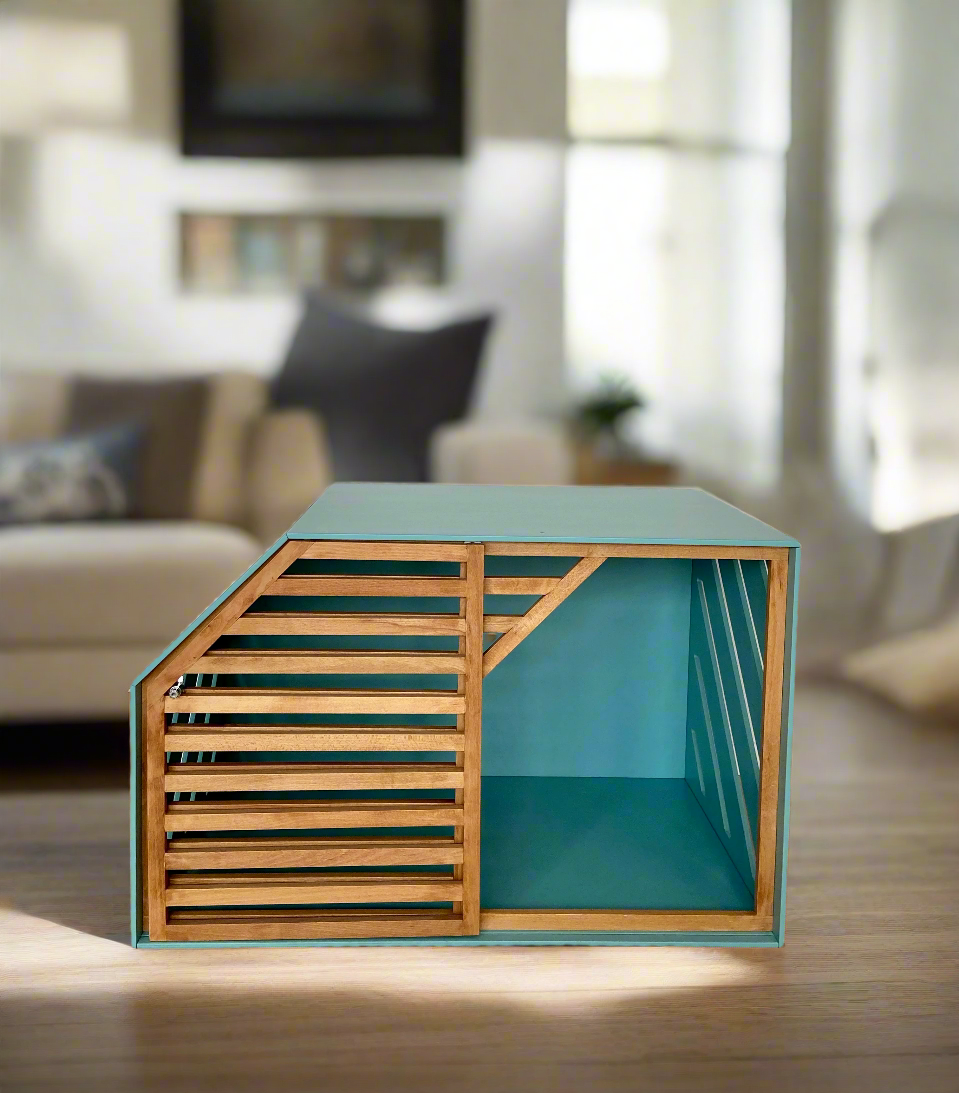 Turquoise Wood Dog House - Secure and Cozy Shelter for your Pet - Image 18