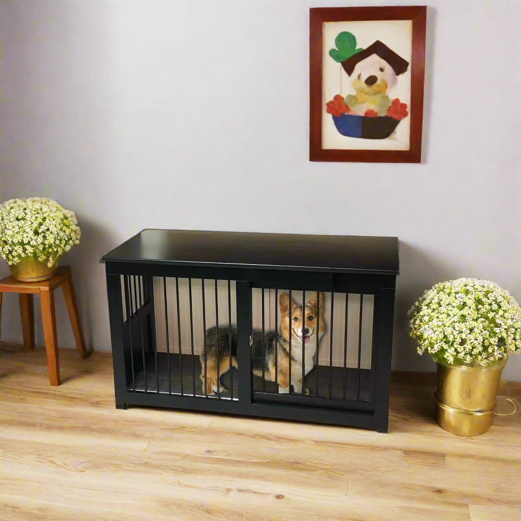 Handmade Black Dog Crate Furniture: Elegant Design, Comfortable and Safe Haven - Image 2