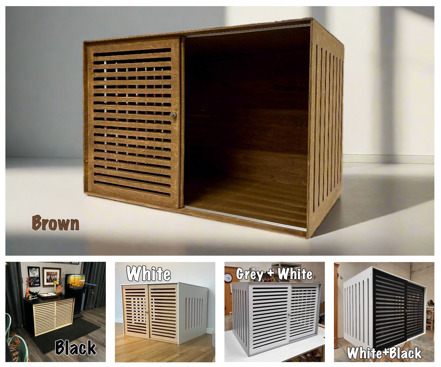 Violet Comfortable Dog Safe House - Modern Brown Cage with Sliding Door - Image 6